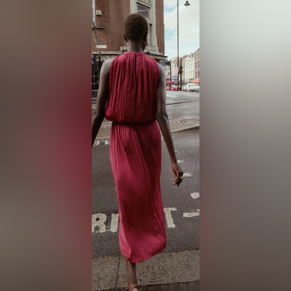 Zara Wrinkle Effect Pleated Midi Dress gown party dress prom dress cocktail